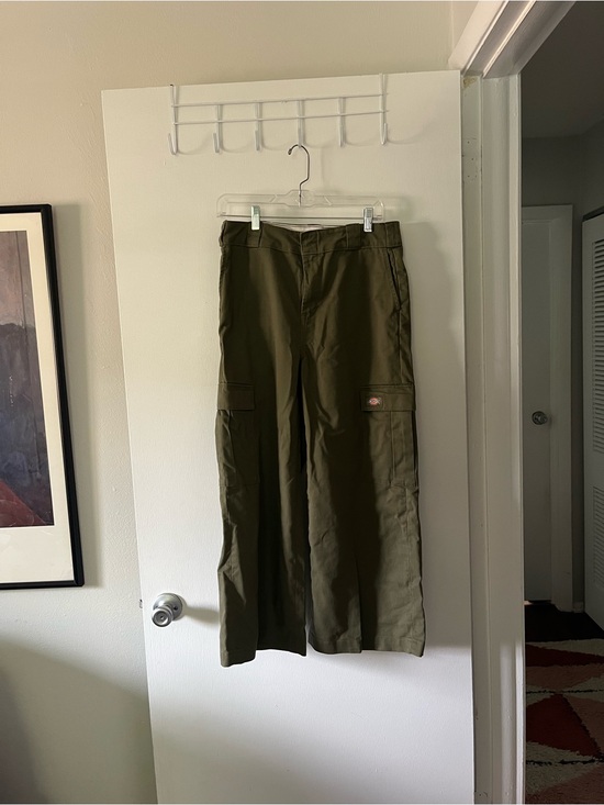 Dickies Pants - Dickies Olive Green Wide Leg Cropped Cargo Pants Women’s 6R High Rise Utility